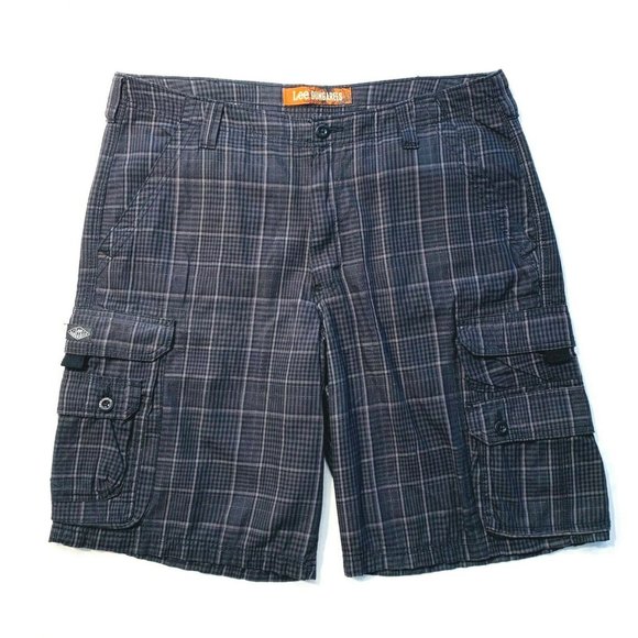LEE Dungarees Cargo Shorts Longer‎ Length Plaid EUC - Picture 1 of 12